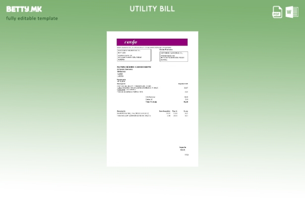 Модерен стил Латвија Renfe шаблон за комунални сметки